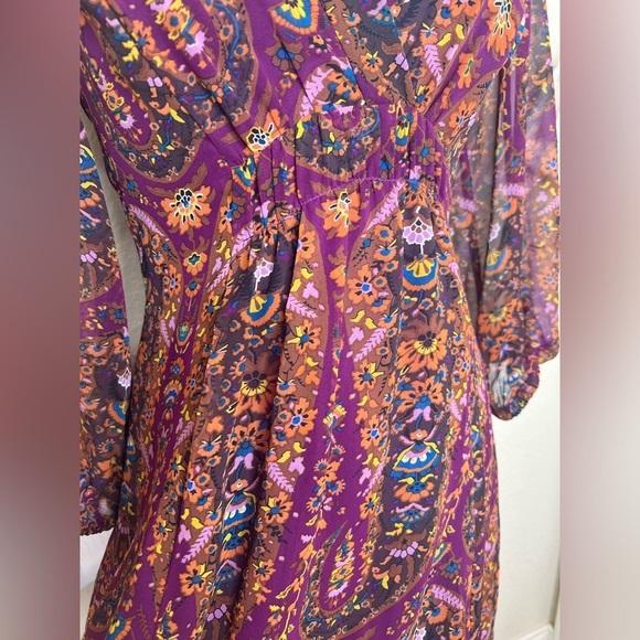 Jessica Simpson Brown & Purple Floral Size 6 High Low Dress - Picture 9 of 13